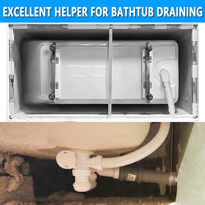 Cinsda Bathtub Shower Drain Pipe, Low Profile Flat 1 1/2 P Trap Kit Flexible Freestanding Tub Drain for Bath - Image 5